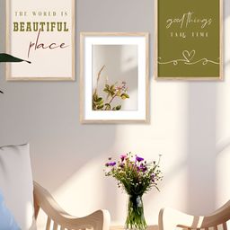 Kotart Brown & White 3 Pieces Typography Printed Wooden Wall Arts-picture-9