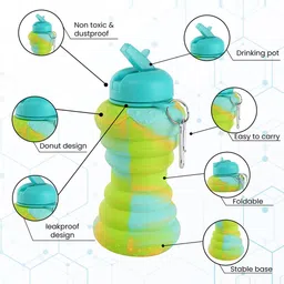 Kuber Industries Black Pack of 4 Collapsible Water Bottles With Flip Cap-600 ml Each image 2