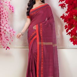 TANTLOOM Woven Design Pure Cotton Taant Saree-image-41