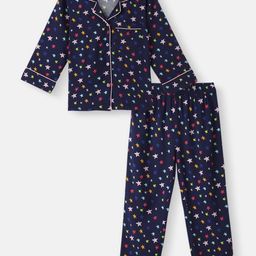 Nauti Nati Boys Star Printed Lapel Collar Neck Shirt and Matching Pants Nightsuit-image-42