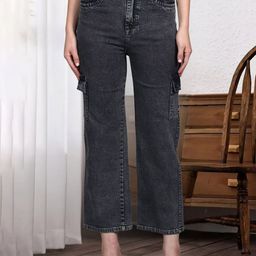 DressBerry Women Comfort Wide Leg High-Rise Light Fade Acid Wash Stretchable Jeans-image-56