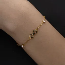 ARTKLIM Gold-Plated Stainless Steel American Diamond Studded Infinity Wraparound Bracelet-image-11