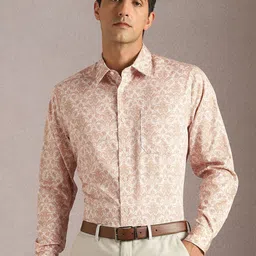 Louis Philippe Men Ethnic Motifs Printed Spread Collar Cotton Formal Shirt-picture-30
