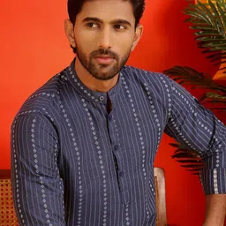 Anouk Rustic Men Pure Cotton Geometric Woven Design Kurta-46