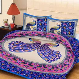 Myntra Elegant Homes Ethnic Motifs 144 TC Queen Bedsheet with 2 Pillow Covers-image-33