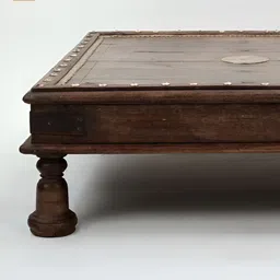 Exotic India Brown Square Shaped Wooden Chowkie-image-75