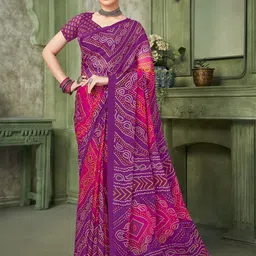 KALINI Bandhani Poly Chiffon Bandhani Saree-image-41