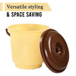 Kuber Industries Cream-Coloured & Brown 4 Pieces Multi Purpose Bucket With Handle- 18 ltr image 4