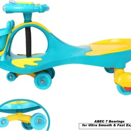 B.T Magic Swing Smart Car Ride ons for Kids/ Child, 3-8 Years Boys Girls, fun ride-on Toy, Cartoon Face W/ Music & Light, Free Wheels, Push car Gadi, Strong Body w/ Large Rear Seat Car Non Battery Operated Ride On-13