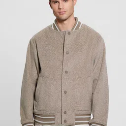 GUESS Men Striped Varsity Jacket with Patchwork-picture-0