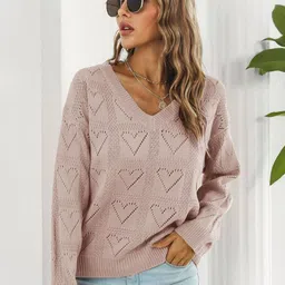 Oh Rare Women Open Knit Pullover Sweater-18