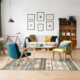 Sapana Carpet-Mats Beige Bohemian No Shredding Polyester Carpet image 1
