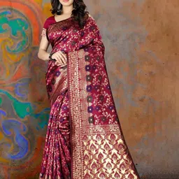 AMK FASHION Woven Design Zari Pure Silk Banarasi Saree-54