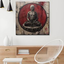 OLIVE TREE Maroon & Grey Religious Wooden Framed Canvas Painting Wall Art-picture-31