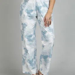 Kotty Women Cotton Printed Straight Fit High-Rise Easy Wash Trousers-image-82