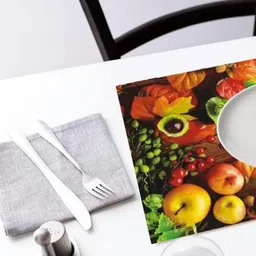 REVEXO 6Pc Brown & Red Printed Rectangle Costers & Table Placemats image 2