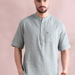 filori studio FILORI Men Checked Thread Work Dobby Kurta image 1