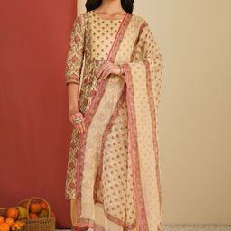 JAYPORE Floral Printed Cotton Dupatta-image-92