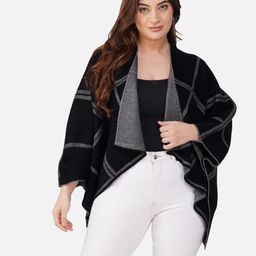Sztori Women Plus Size Checked Poncho-image-45