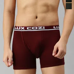 Lux Cozi Pack Of 3 Men Assorted Pure Cotton Trunks COZI_BIGSHOT_LONGS_PLAIN_ASST1_3PC-image-38