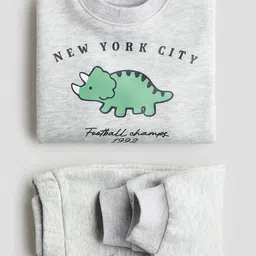 H&M 2-Piece Printed Brushed-Inside Sweatshirt Set image 4