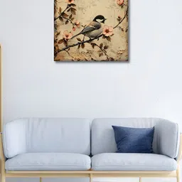 OLIVE TREE Peach-Coloured & Black Canvas Floral and Botanical Wall Paintings-image-0