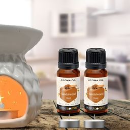 PEEPALCOMM 5-Pcs White & Brown Ceramic Diffuser With T-Light & AromaOil15ml-image-51