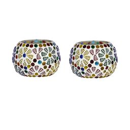 Somil Vibrant Multicolor Glass Candle Holder Add A Touch Of Magic To Diwali, Parties & Candlelight Dinners, Size-8.5 X 8.5 X 7 Cm Pack OF 2-picture-32
