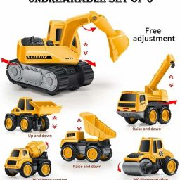 galactic Engineering Metal Team Car Unbreakable Engineering Automobile Construction Car Machine Toys Set for Children Kids Tractor Trolly, Trucks and JCB Machine (Set of 6), (Multicolor, Pack of: 1) image 3