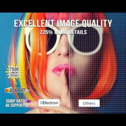 XElectron iProjector1 (9500 lm / 2 Speaker / Wireless / Remote Controller) Native 1080p Resolution with 4K Ultra HD Support | Autofocus & Keystone Correction | Dual Speakers | Wireless Screen Mirroring | Home & Office Cinema Experience Android Projector image 5