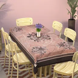 Myntra Elegant Homes Pink Floral Cotton 6-Seater Table Cover-image-38