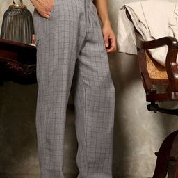 Campus Sutra Men Comfort Checked Relaxed Fit Mid-Rise Trousers-image-81