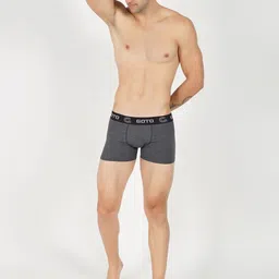 GOTO Mid-Rise Boxer-Style Briefs COTTON BLENDED LYCRA OUTER EA TRUNK DGRY image 2