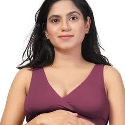 House Of Zelena Women Solid Medium Coverage Removable Padding Non-Wired Maternity Bra-5