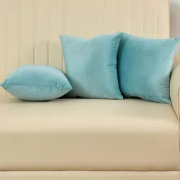 Yellow Weaves Navy Blue 3 Pieces Velvet Square Cushion Covers-image-42