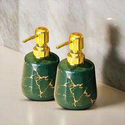 UMAI Green & Gold-Toned 2 piece Abstract Ceramic Soap Dispenser-6