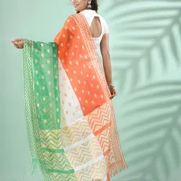DESH BIDESH Geometric Woven Design Silk Net Dupatta image 3