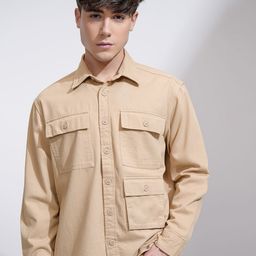 KETCH Men Cutaway Collar Solid Cotton Casual Shirt-image-9