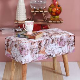 Shadowkart Pink & Brown Printed Wooden Rectangle Shaped Ottomans-image-97