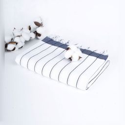 The Bath Community Navy Blue & White Striped Cotton 150 GSM Cambric Bath Towel-32