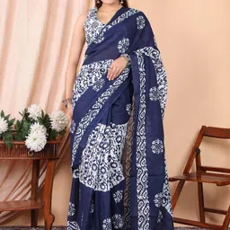 huuhambay Ethnic Motifs Voile Block Print Saree image 5