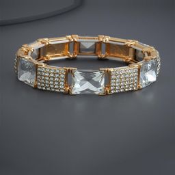 Kushal's Fashion Jewellery Women Gold-Plated Zircon Studded Bangle-Style Bracelet-picture-3