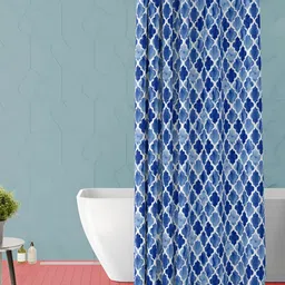 ArtzFolio Blue & White Geometric Printed Waterproof Shower Curtain-17