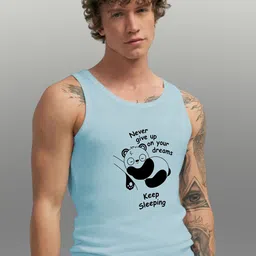 Uniplanet store Printed Scoop Neck Gym Vest UVM-KEEP-SLEEPING-SKBL-S-image-86