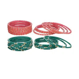 1ST TIME Pack Of 2 Pink And Green Alloy Bangles-31