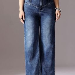 Miss Chase A+ Women Wide Leg High-Rise Heavy Fade Stretchable Jeans-image-68