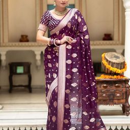 AMRUTKALA SAREES Woven Design Silk Blend Designer Banarasi Saree-image-79