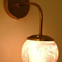 SOMIL Gold-Toned & White Printed Glass Cylinder Shaped Wall Lamp-image-31
