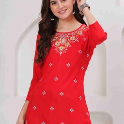 ALEXEY JAY Ethnic Motifs Embroidered Sequinned Kurti-image-48