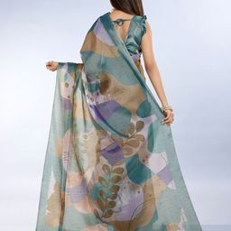 SUVIKAS CREATION Pamper Yourself Abstract Printed Tissue Sarees image 4